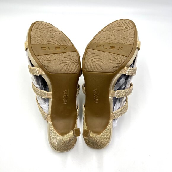 Lifestride Womens Size 7.5 Marquee Platino‎ Gold Dress Sandals Heels Shoes NEW - Picture 8 of 14